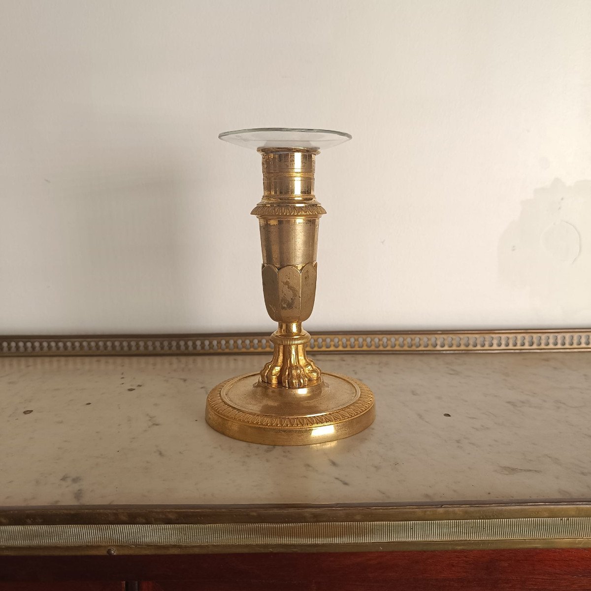 Empire Period Candlestick Or Torch, Gilt Bronze-photo-3