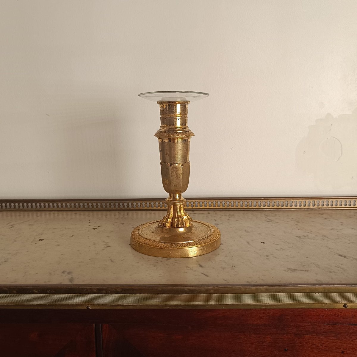 Empire Period Candlestick Or Torch, Gilt Bronze-photo-4