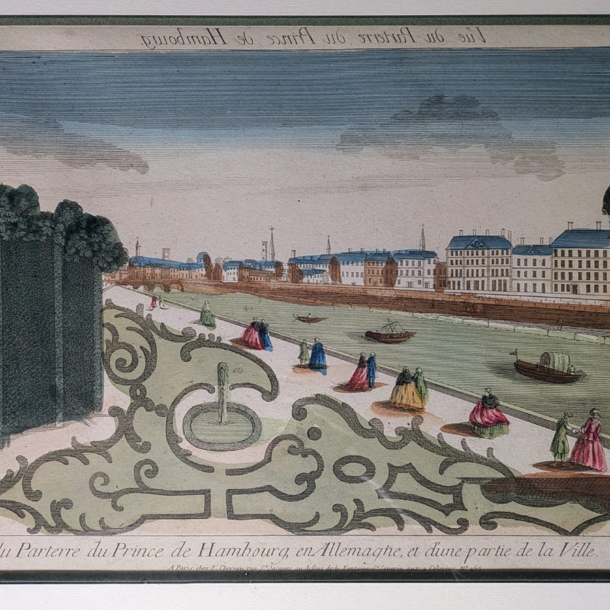 Optical View, View Of The Parterre Of The Prince Of Hamburg, 18th Century-photo-3