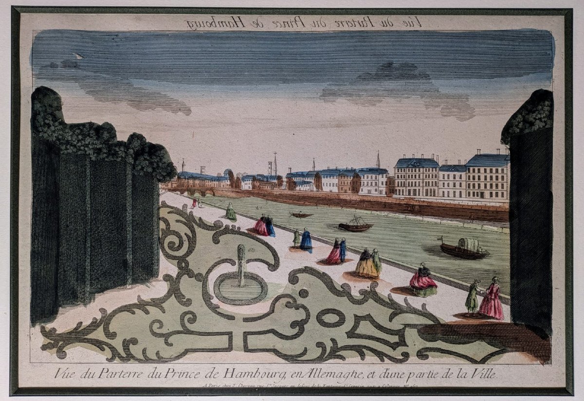 Optical View, View Of The Parterre Of The Prince Of Hamburg, 18th Century-photo-1