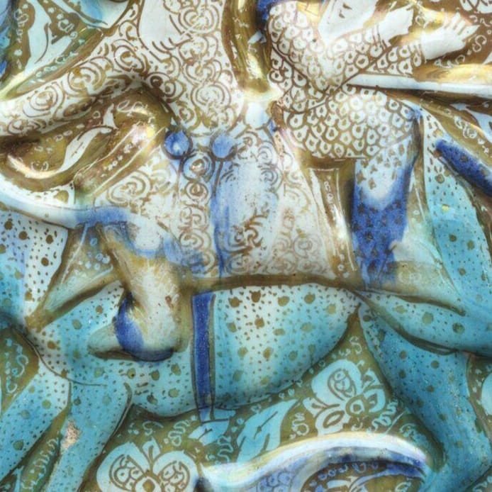 Medieval Iran, Fragment Of A Facing Tile With Metallic Luster Decor, 13th-14th Century-photo-4