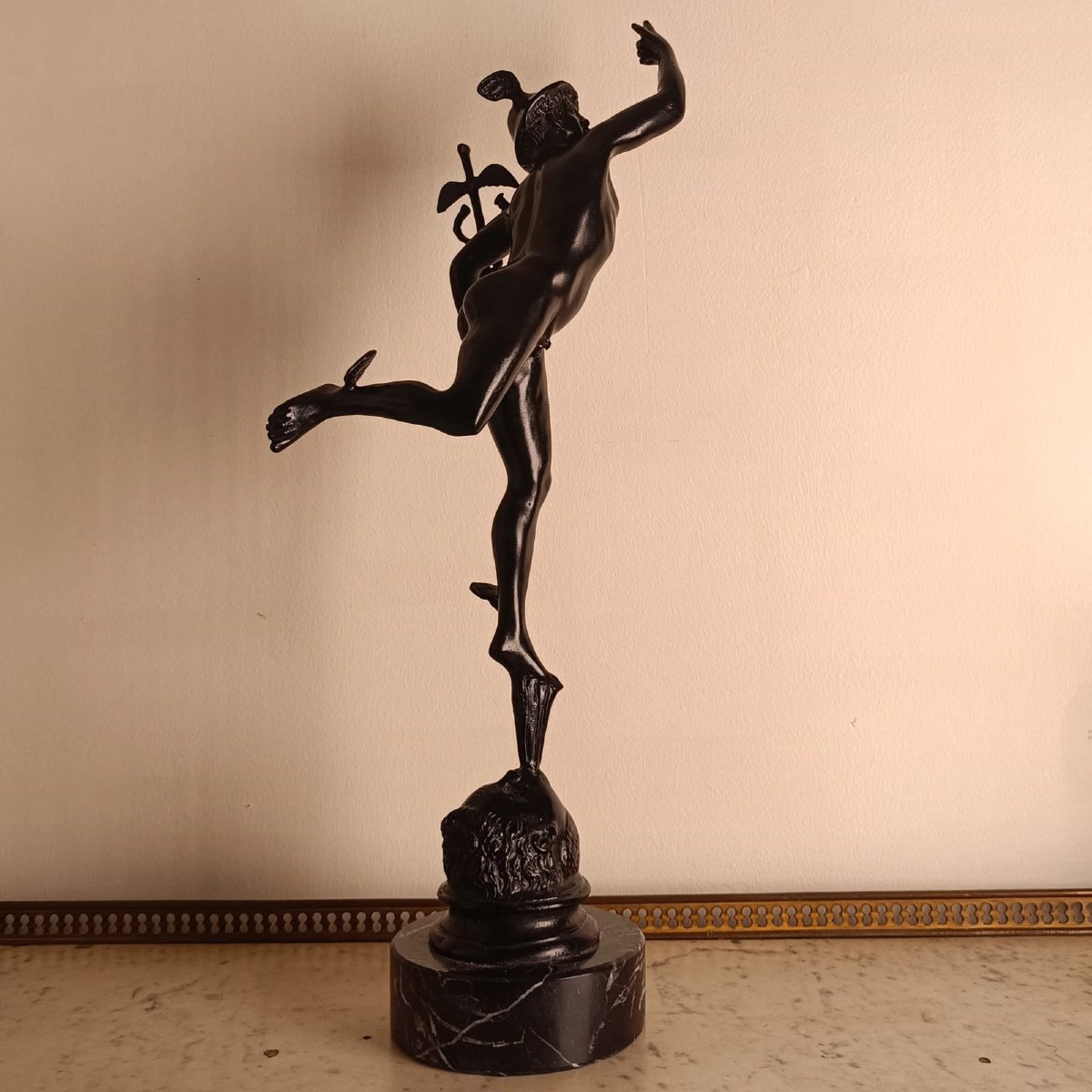 Souvenir Of The Grand Tour, Giambologna, After, Flying Mercury On Marble Base-photo-2