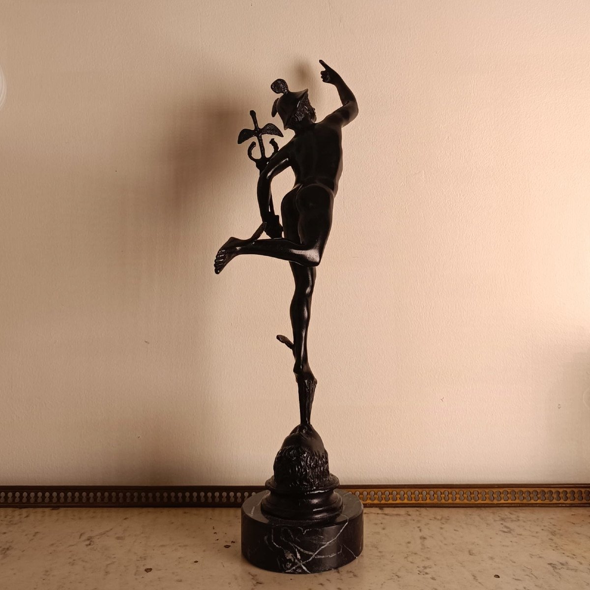 Souvenir Of The Grand Tour, Giambologna, After, Flying Mercury On Marble Base-photo-3