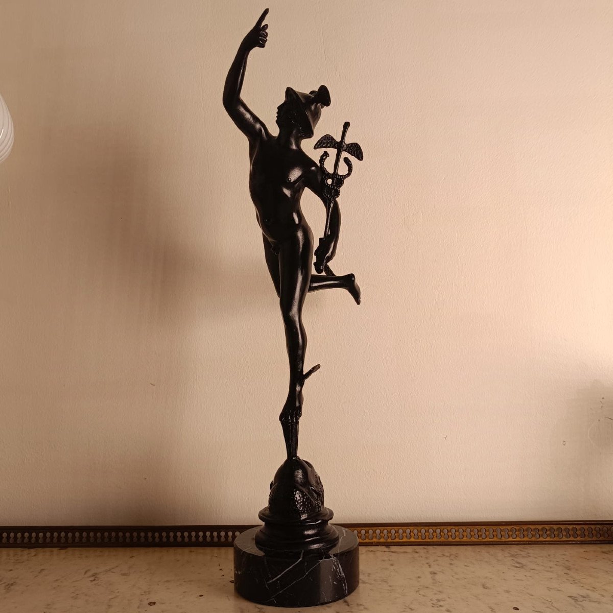 Souvenir Of The Grand Tour, Giambologna, After, Flying Mercury On Marble Base-photo-2