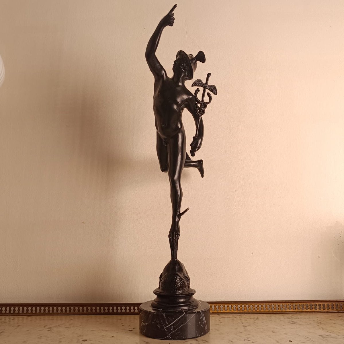 Souvenir Of The Grand Tour, Giambologna, After, Flying Mercury On Marble Base