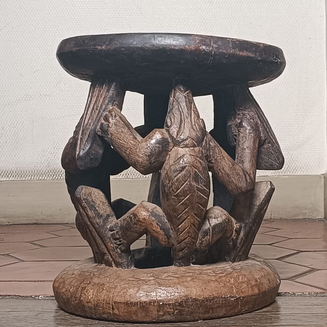 Bamiléké, Openwork Single-stem Stool Of The “spider” Type With Zoomorphic Base