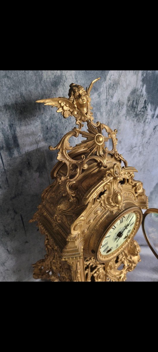 Imposante Pendule Bronze Doré Louis XV-photo-2