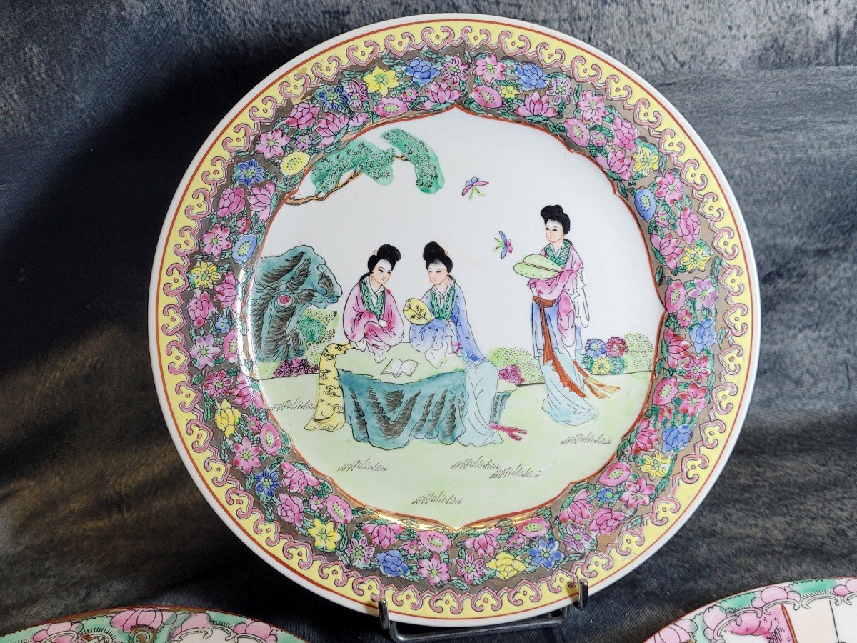 Trio d'Assiettes En Porcelaine De Chine -photo-3