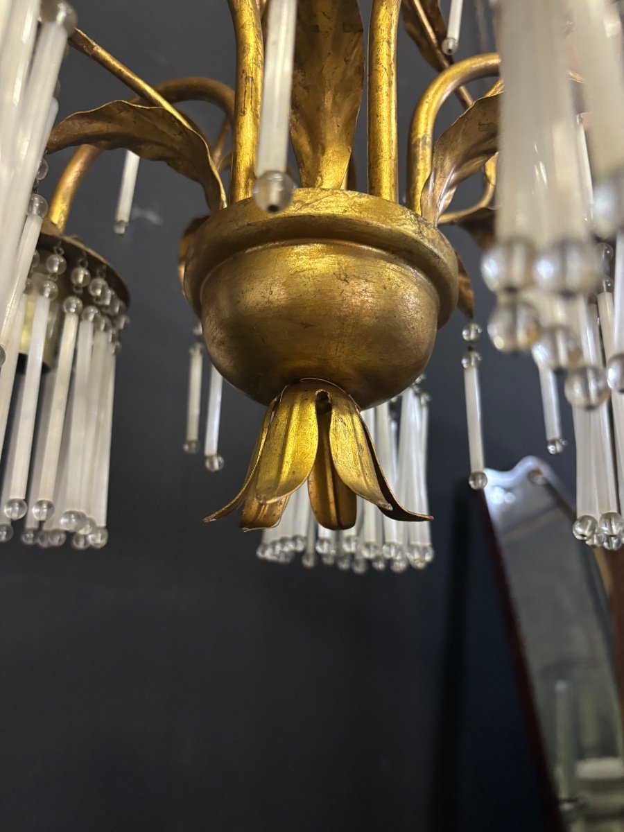 70s Gold Metal Chandelier-photo-1