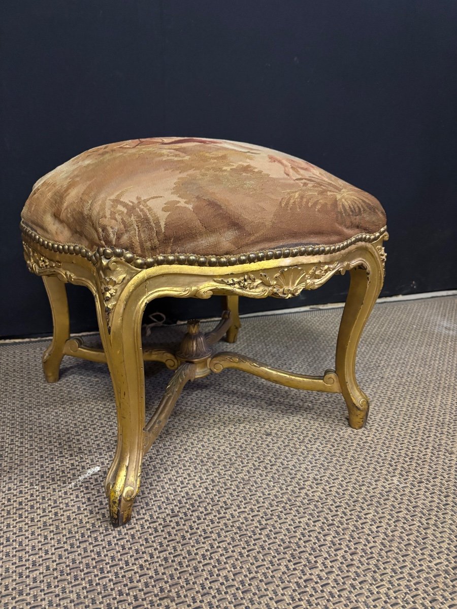 Louis XV Style Gilded Wood Stool -photo-2