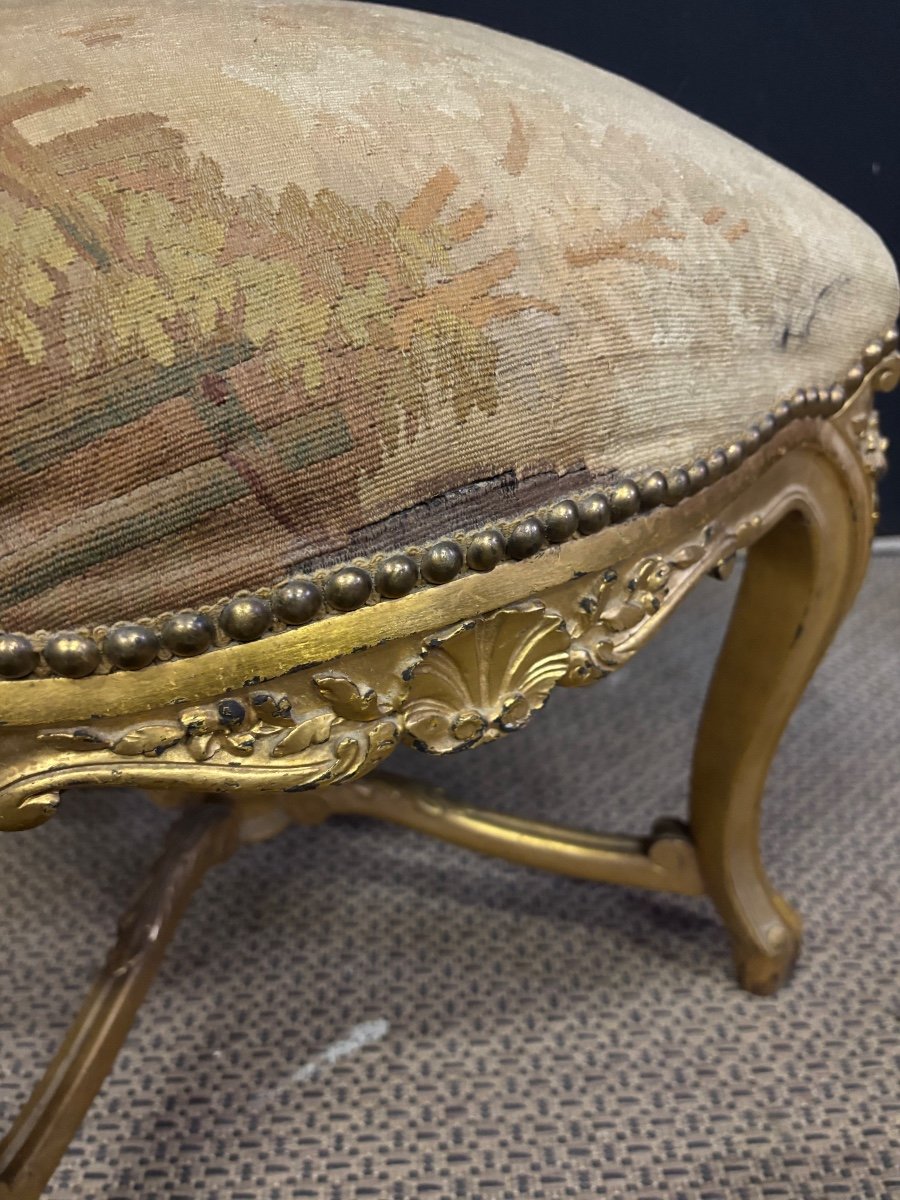 Louis XV Style Gilded Wood Stool -photo-1