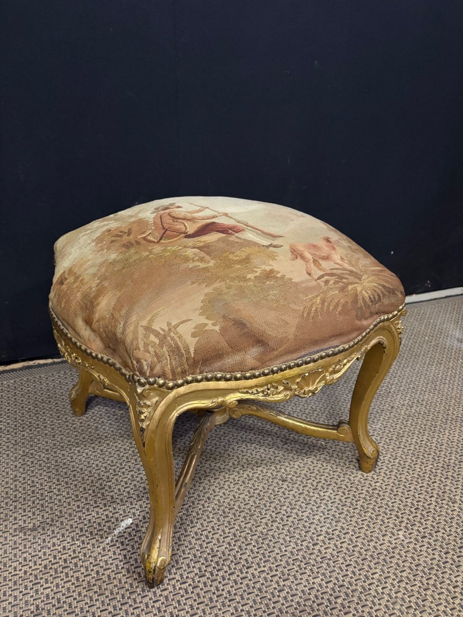 Louis XV Style Gilded Wood Stool 