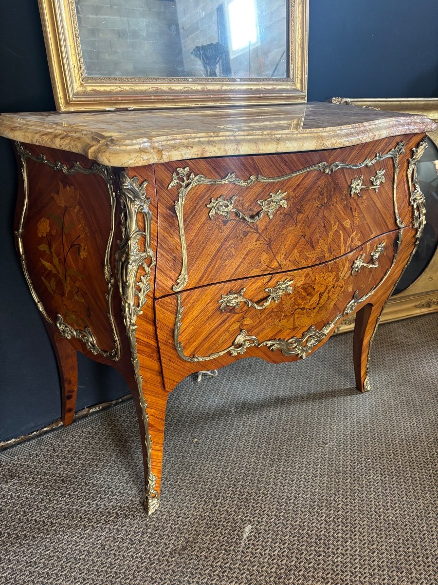 Commode Marqueterie Style Louis XV 