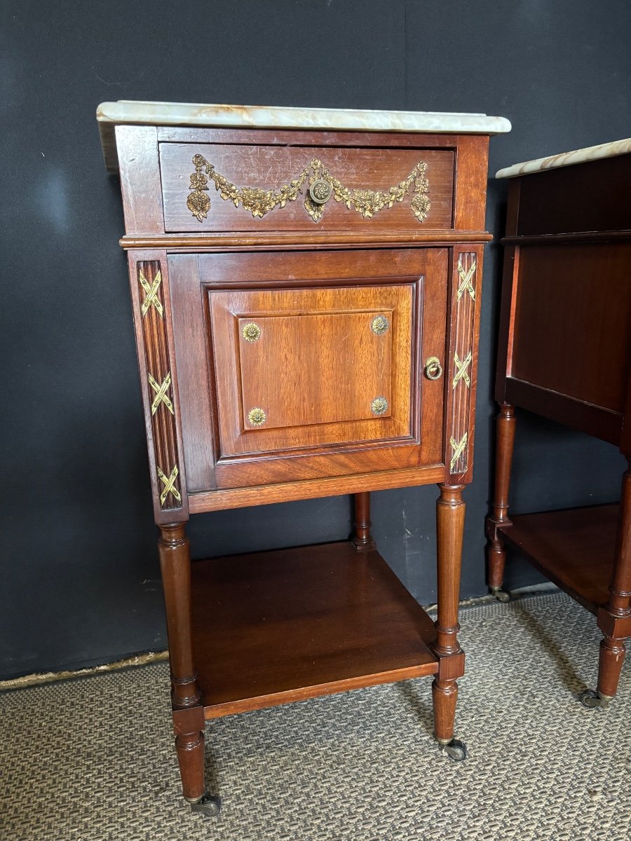 Pair Of Louis XVI Style Bedside Tables -photo-2