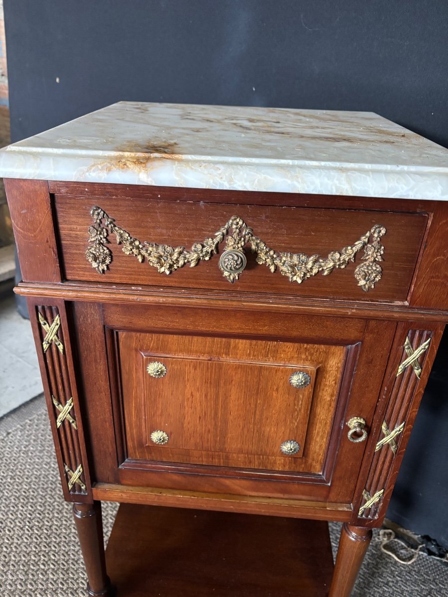 Pair Of Louis XVI Style Bedside Tables -photo-2