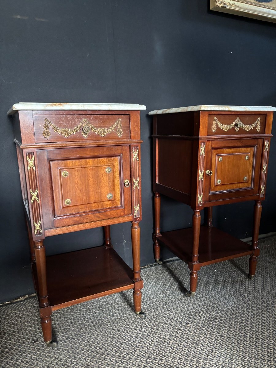 Pair Of Louis XVI Style Bedside Tables 