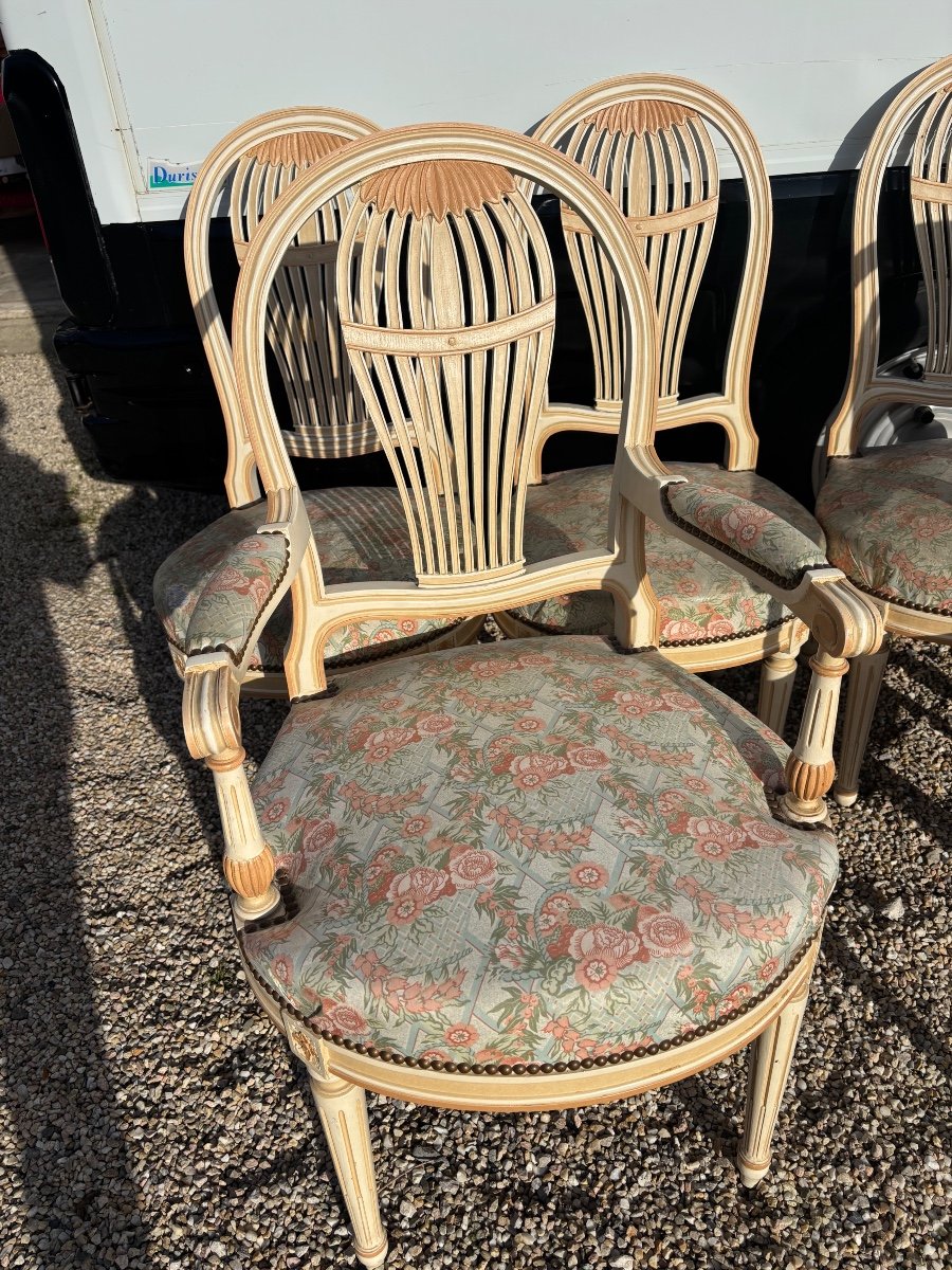 Set Of 4 Louis XVI Style Chairs And 2 Armchairs -photo-2