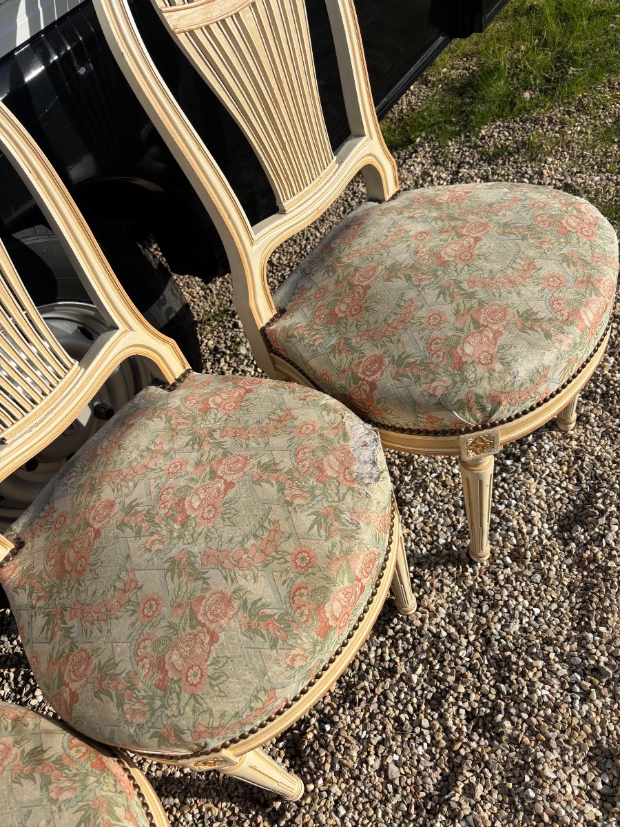 Suite De 4 Chaises Et 2 Fauteuils Style Louis XVI -photo-3