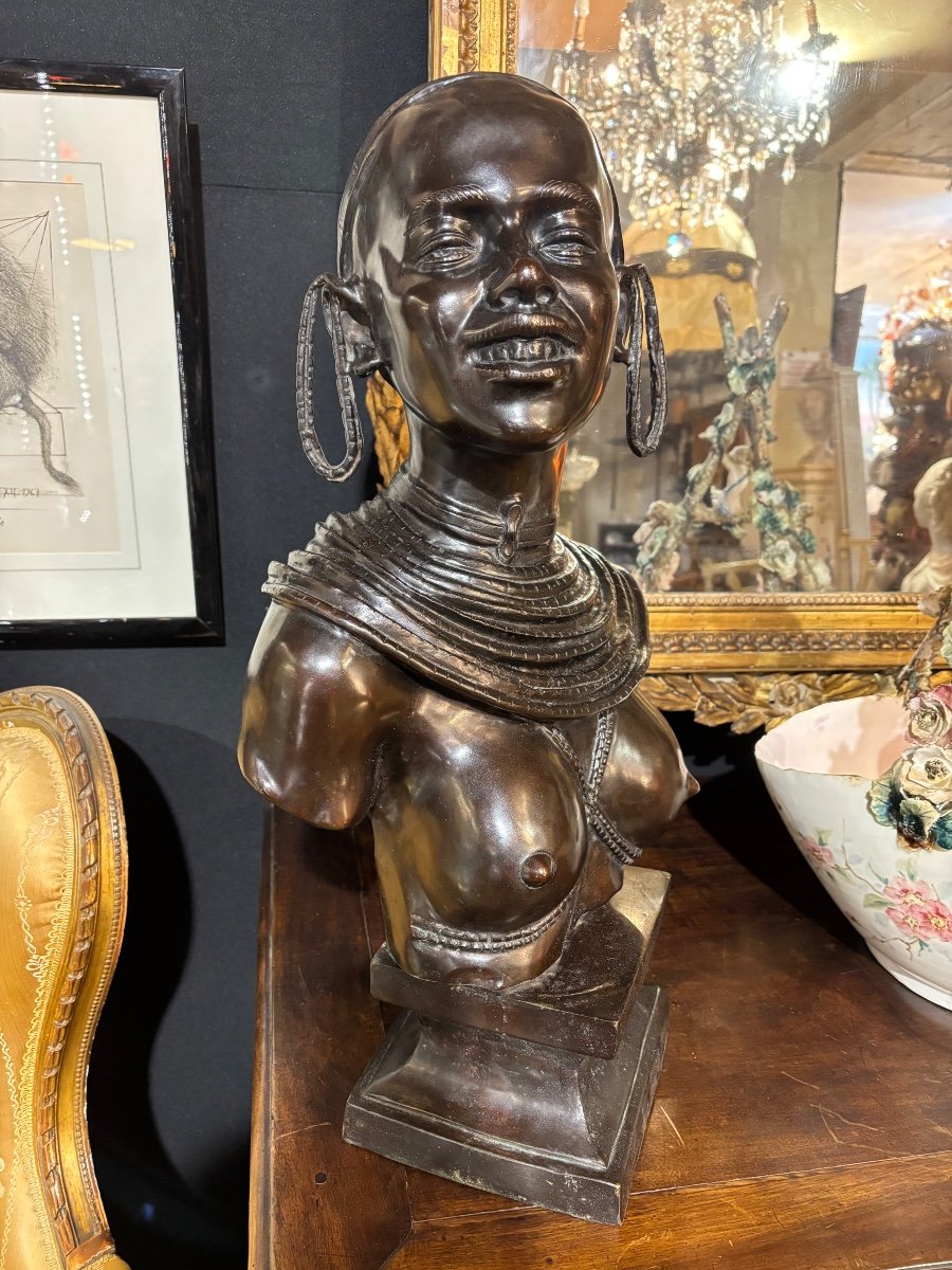 Bronze Buste Femme Africaine -photo-2