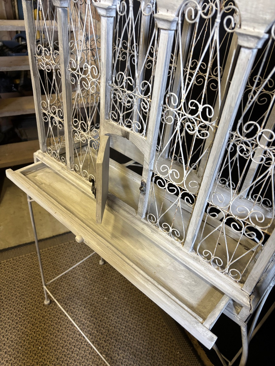 Wrought Iron Bird Cage On Stand -photo-3