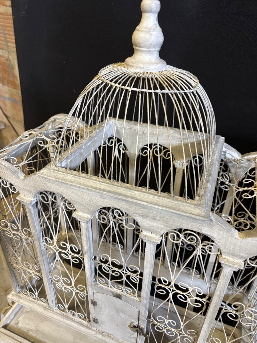 Wrought Iron Bird Cage On Stand -photo-4