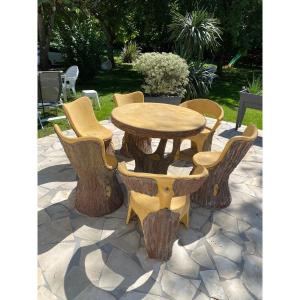 Garden Furniture Imitating Concrete Tree Trunks