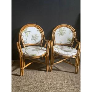 Pair Bamboo Armchairs