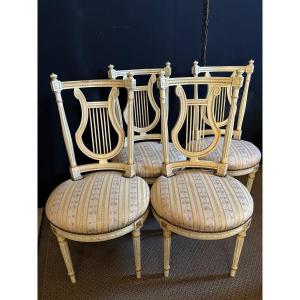 Series Of 4 Louis XVI Style Lyre Chairs