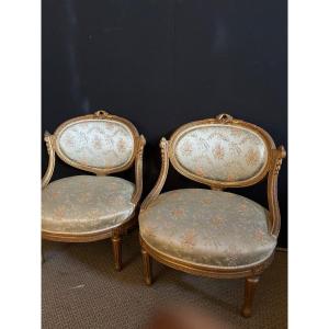 Pair Of 19th Century Golden Wood Fireside Chairs 