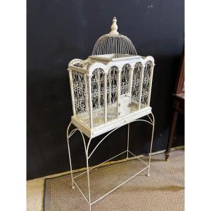 Wrought Iron Bird Cage On Stand 