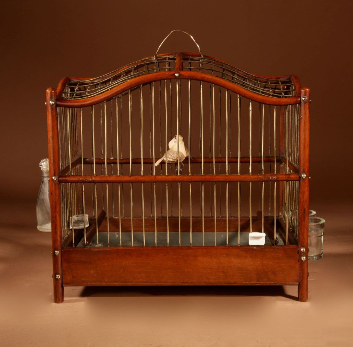 Rare Cage à Oiseaux En Acajou Et Laiton Anglo-néerlandais Vers 1870-photo-1