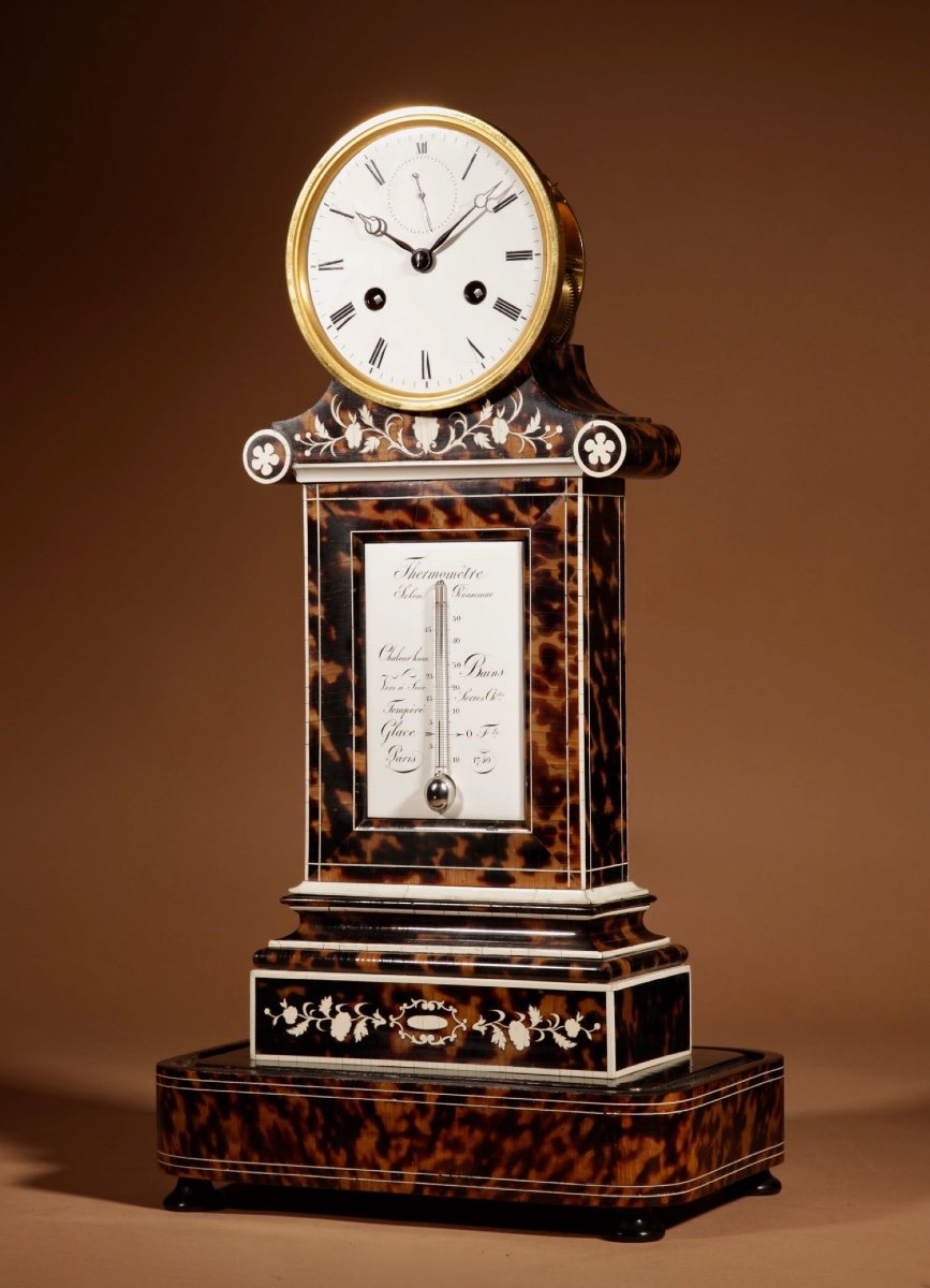 Beautiful And Rare French Pendule/mantel Clock With Thermometer Circa 1870.-photo-2