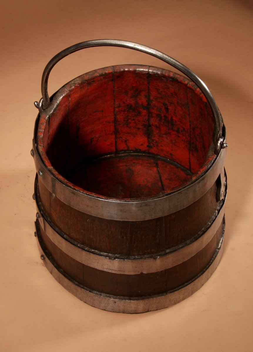 An Oak And Wrought Iron Bound Coopered Ships Bucket.-photo-2