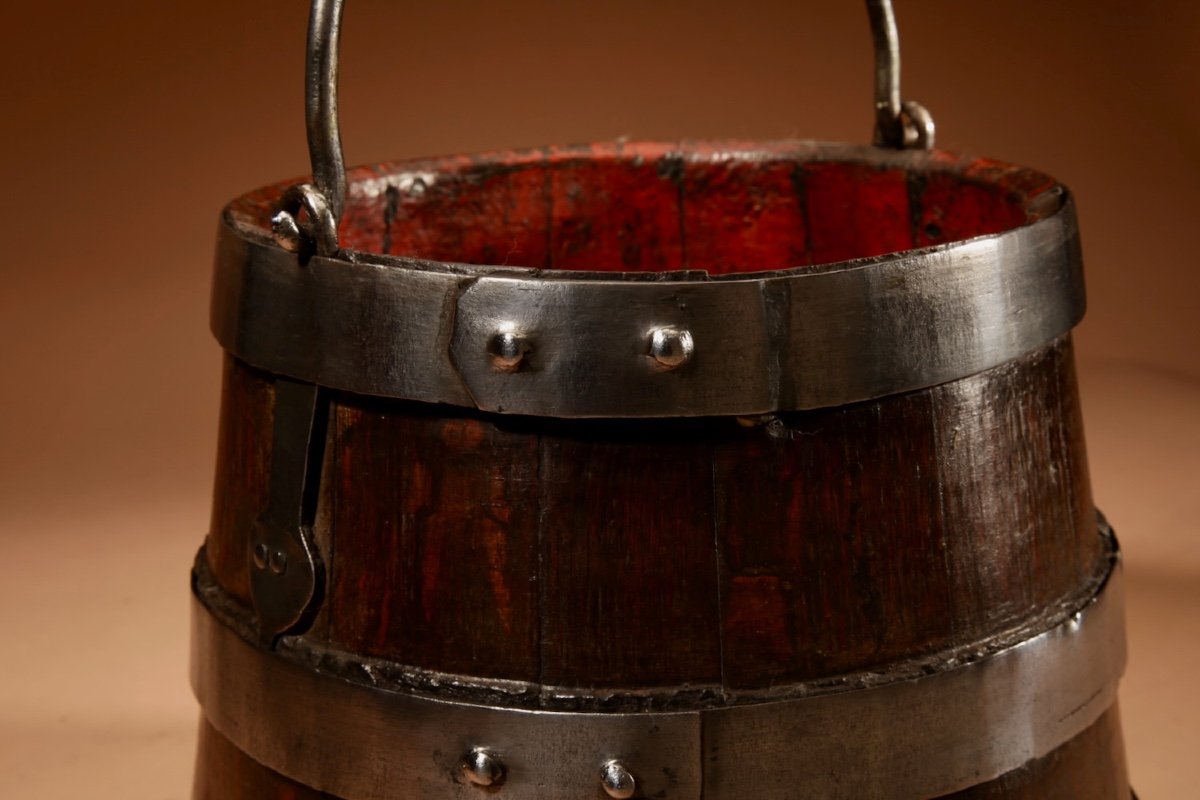 An Oak And Wrought Iron Bound Coopered Ships Bucket.-photo-3