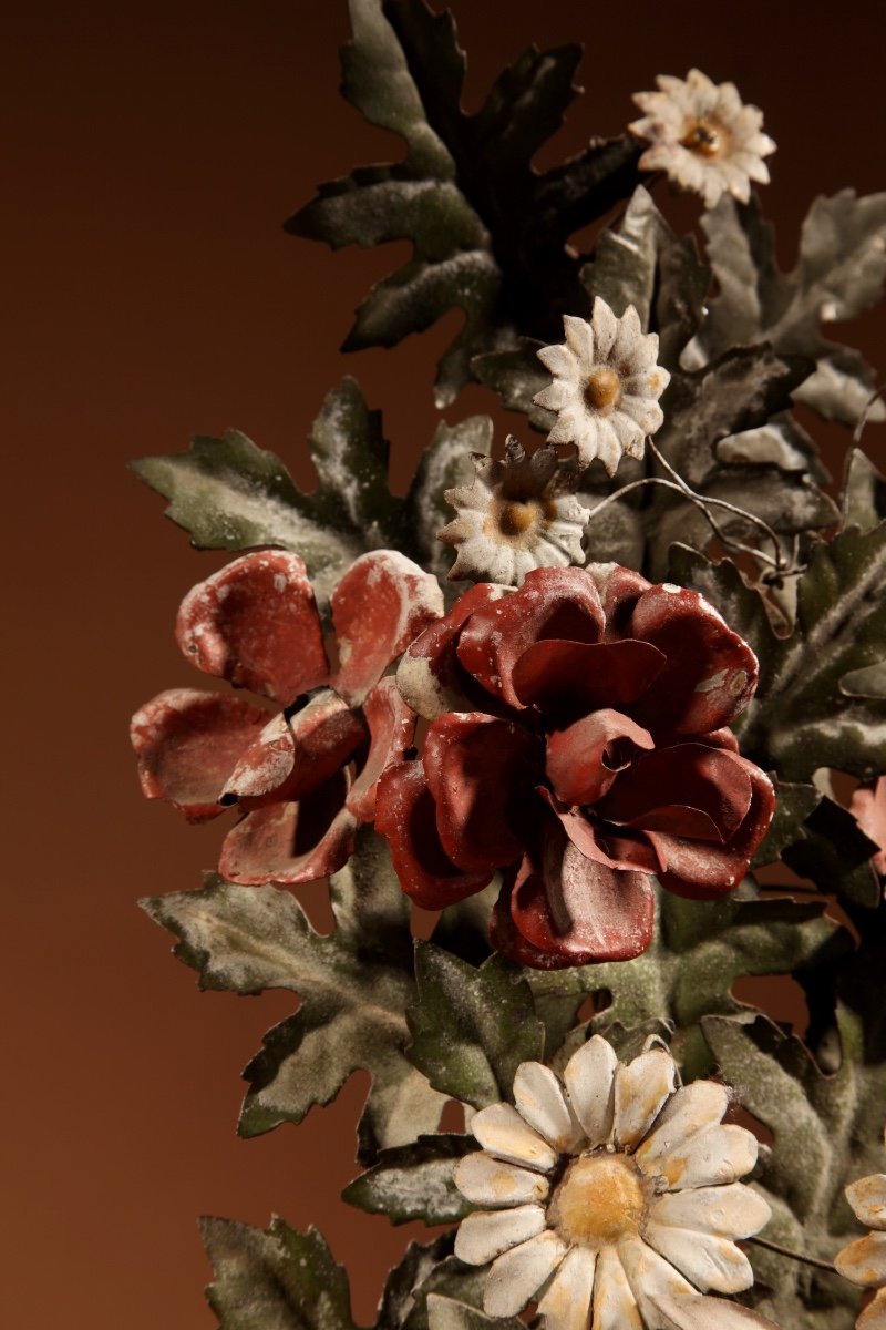 Toleware Italienne Très Décorative Et Vases à Fleurs En Laiton, Circa 1850-70-photo-3