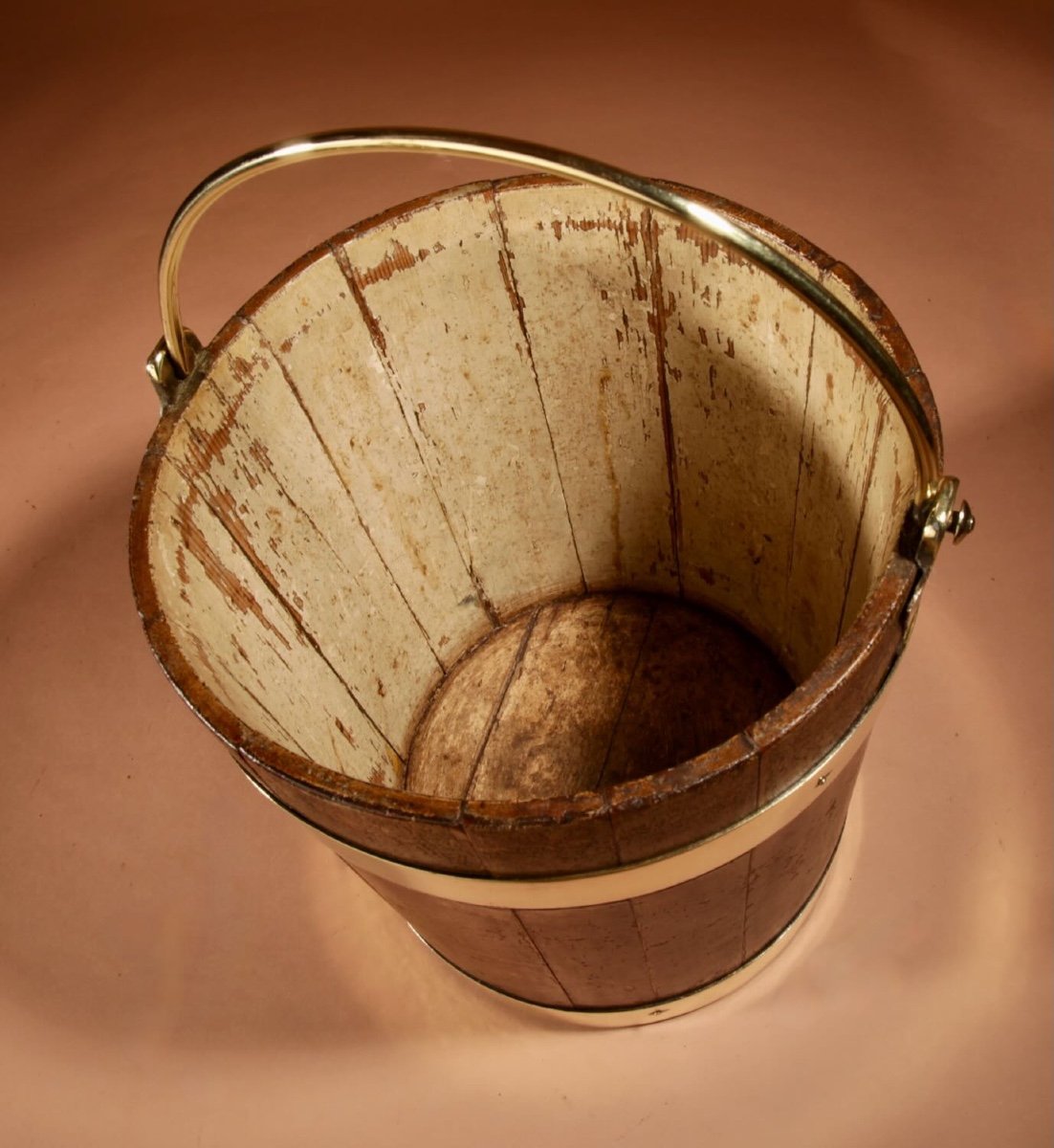 Coopered Brass Bound Bucket Dutch 19th Century.-photo-1