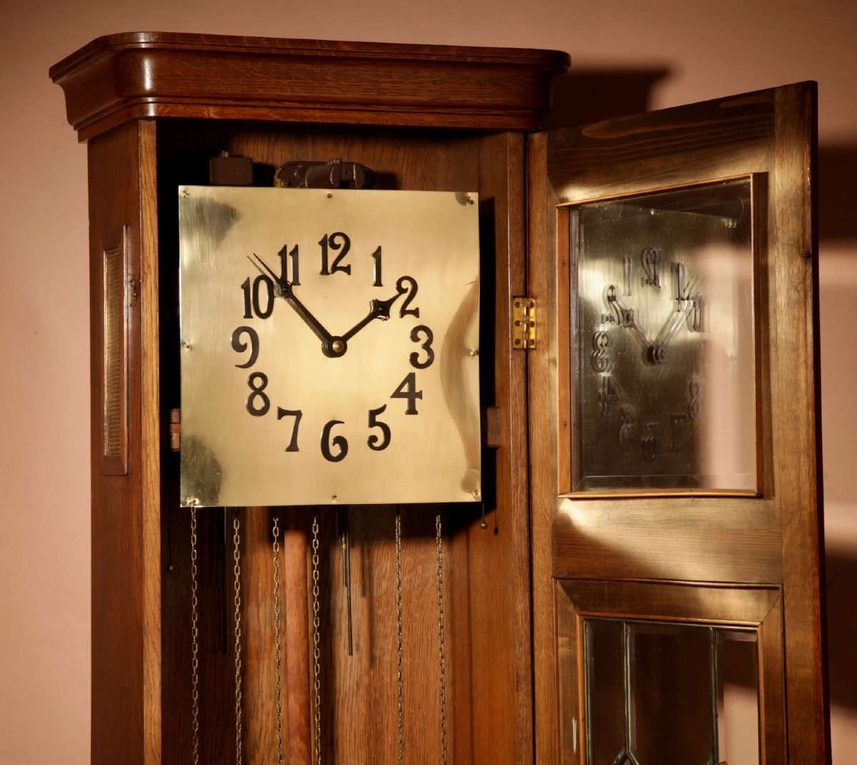 Art Deco Stylish Impressive Dutch/german School Westminster Oak And Brass Longcase Clock Circa1-photo-3