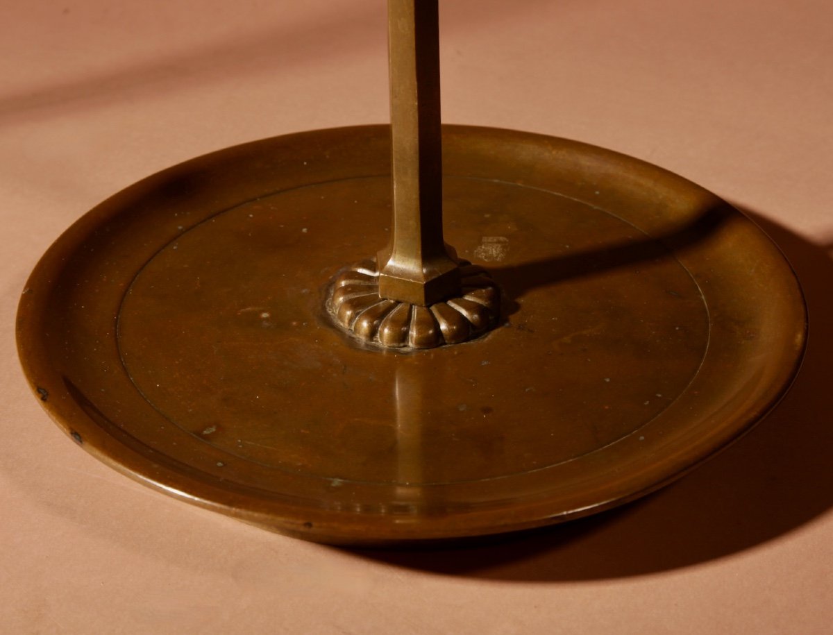 Interesting Pair Of Japanese Bronze Candlesticks.-photo-4