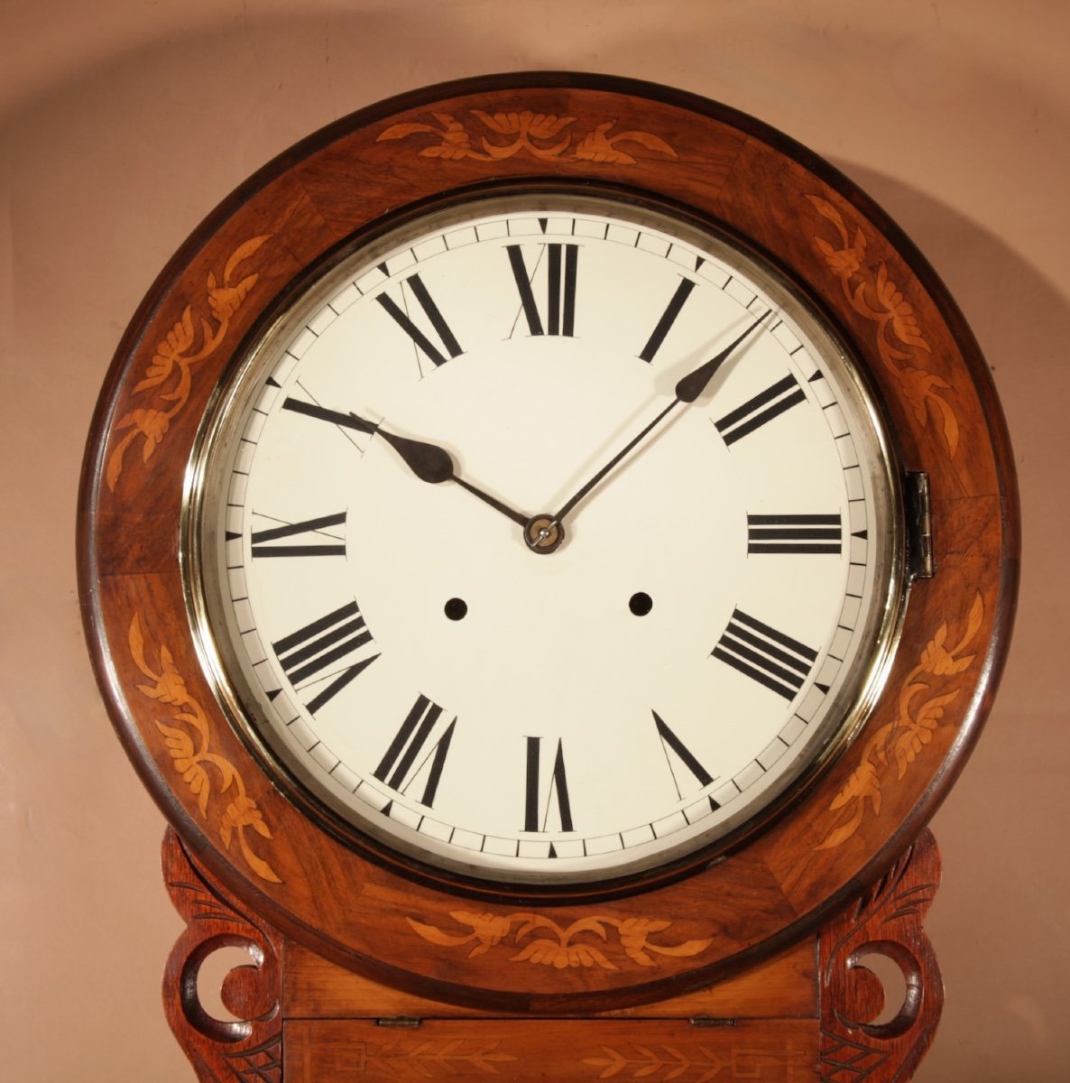  Equestrian Interest  American/german Walnut Drop Dial Wall Clock Circa 1900.-photo-4