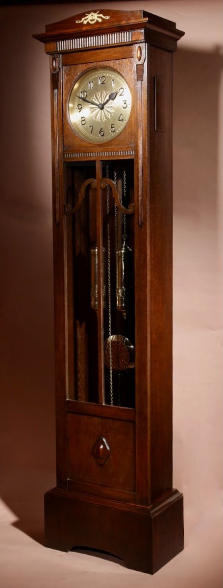  Art Nouveau/ Art Deco Kienzle Oak Longcase Clock Circa 1920.-photo-2