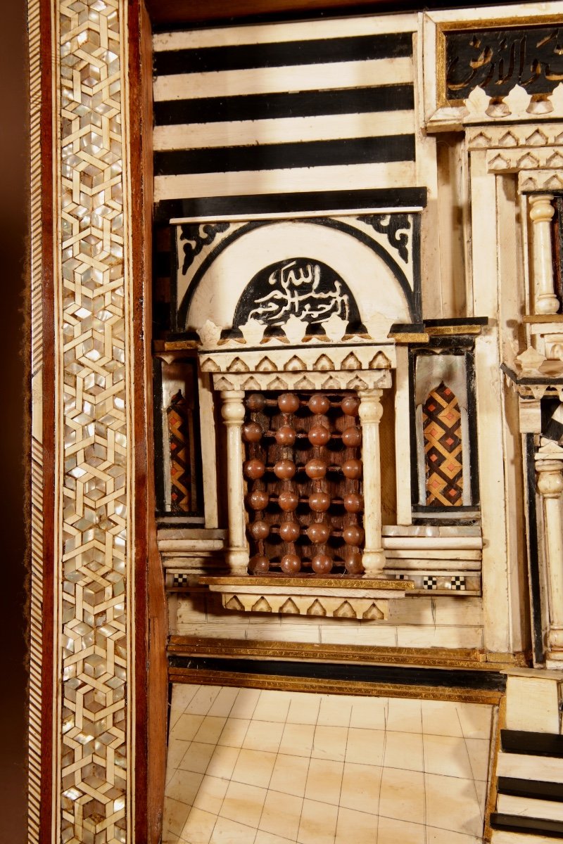 A Rare Moorish Alhambra Influence Relief Architectural Diorama Of The Front Of A Building.-photo-2