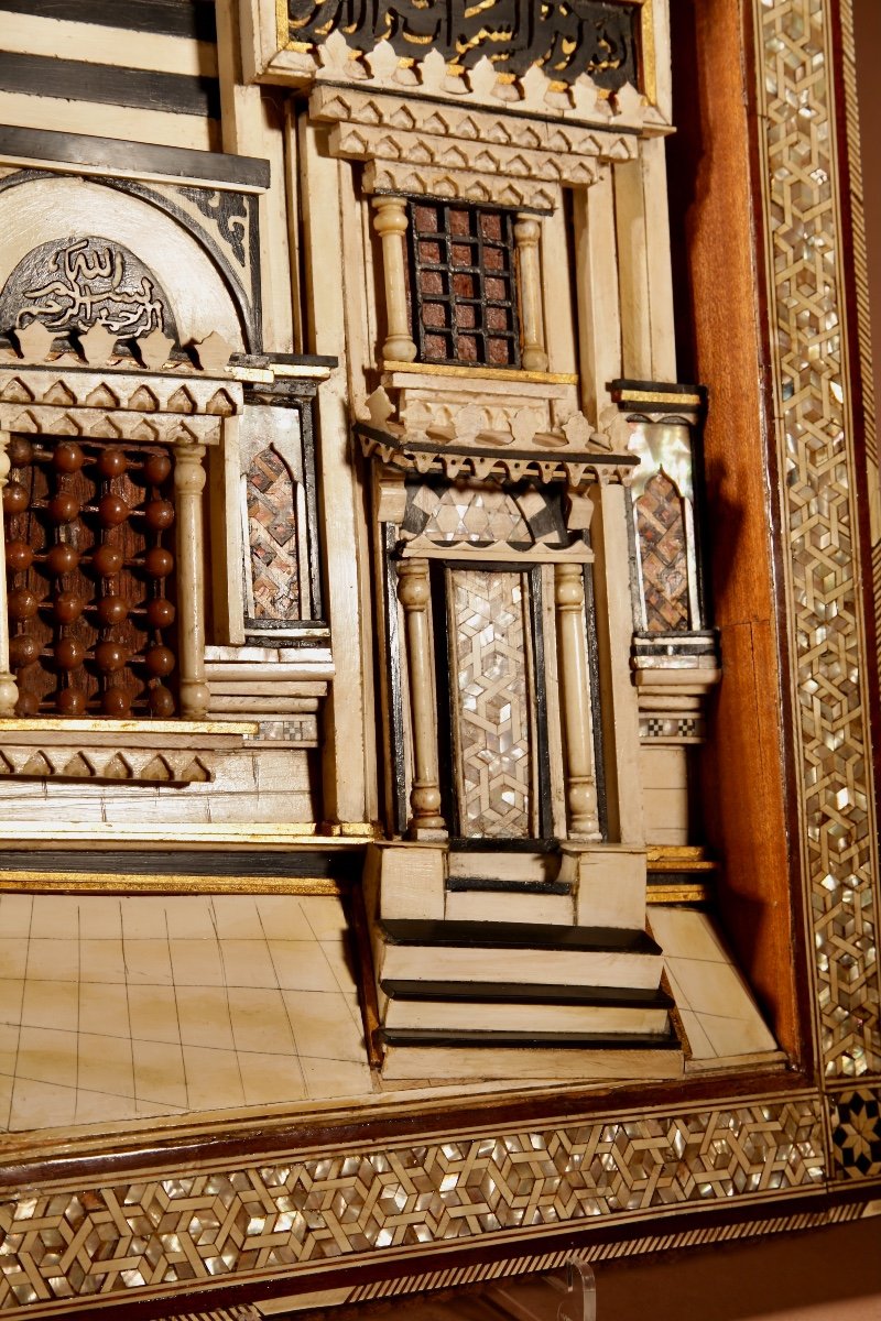 A Rare Moorish Alhambra Influence Relief Architectural Diorama Of The Front Of A Building.-photo-2