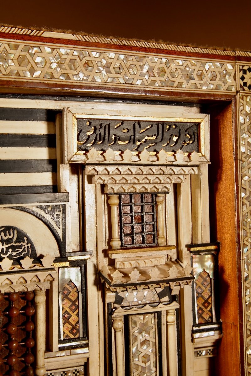 A Rare Moorish Alhambra Influence Relief Architectural Diorama Of The Front Of A Building.-photo-3