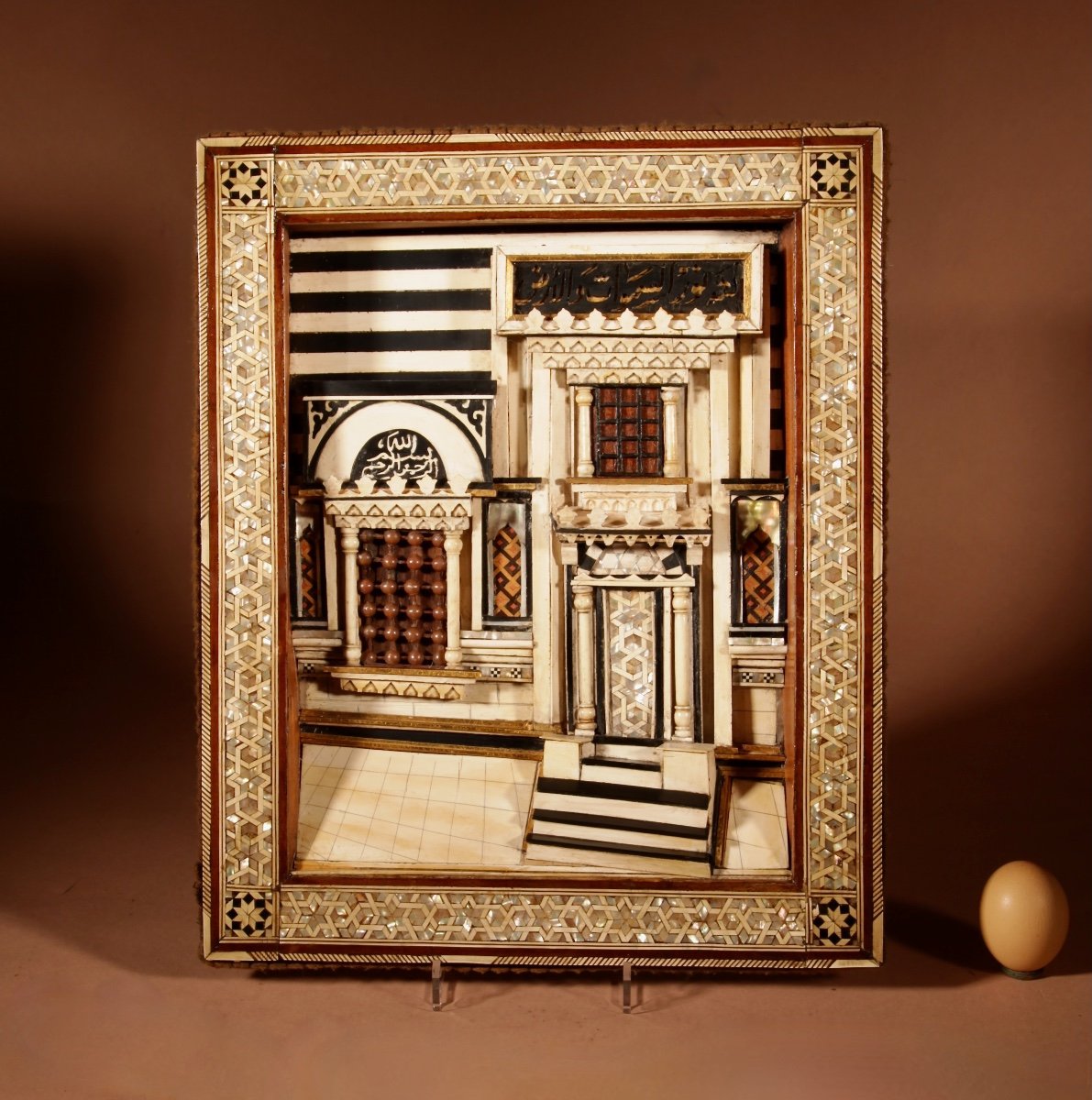 A Rare Moorish Alhambra Influence Relief Architectural Diorama Of The Front Of A Building.