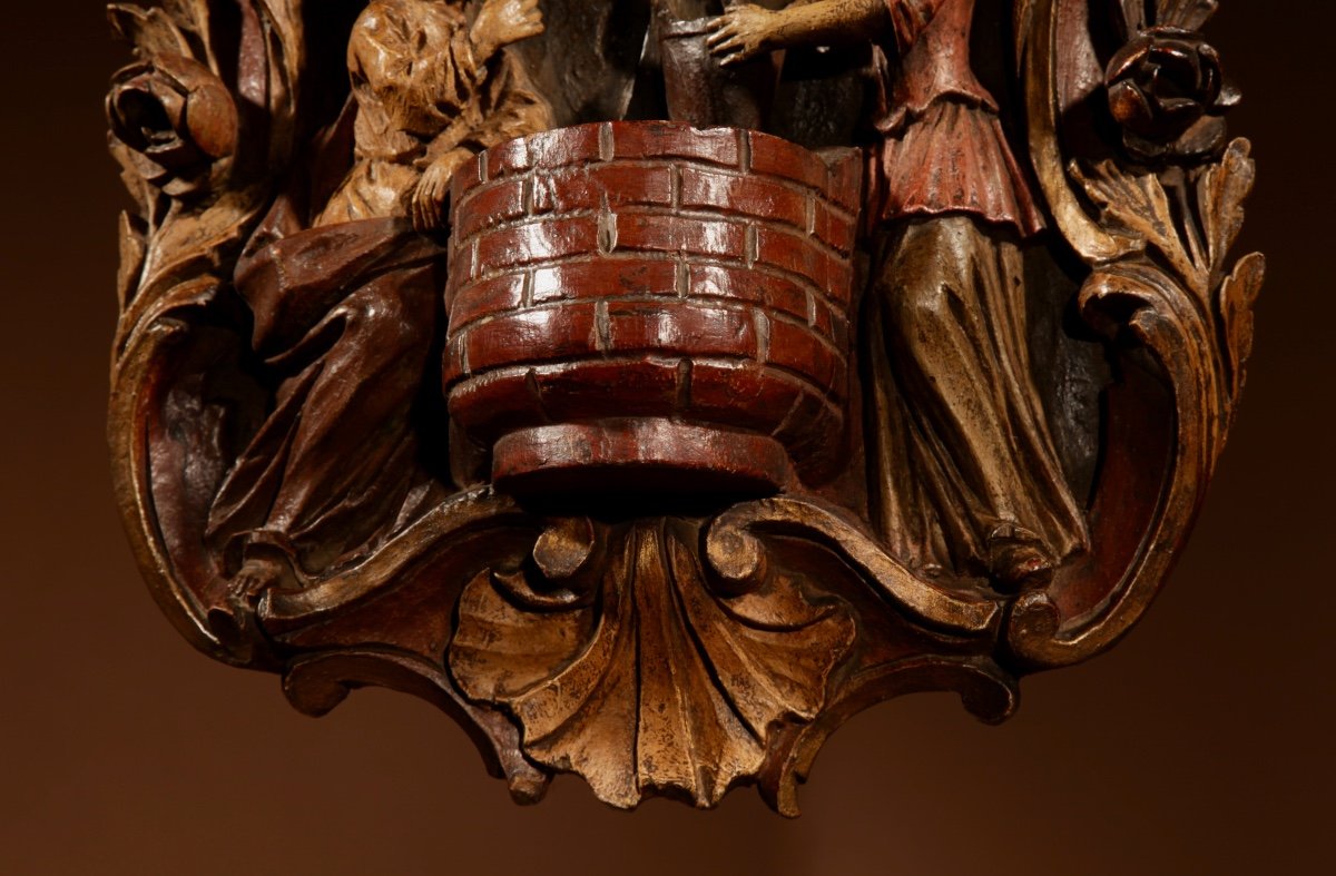 18th Century Wooden Sculpture/holy Water Font.-photo-3