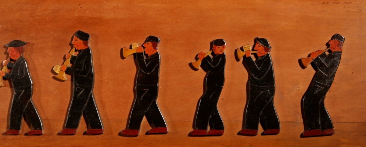  Amusing Dutch Brassband/fanfare Type Of Jigsaw Woodwork Relief Painting.-photo-2