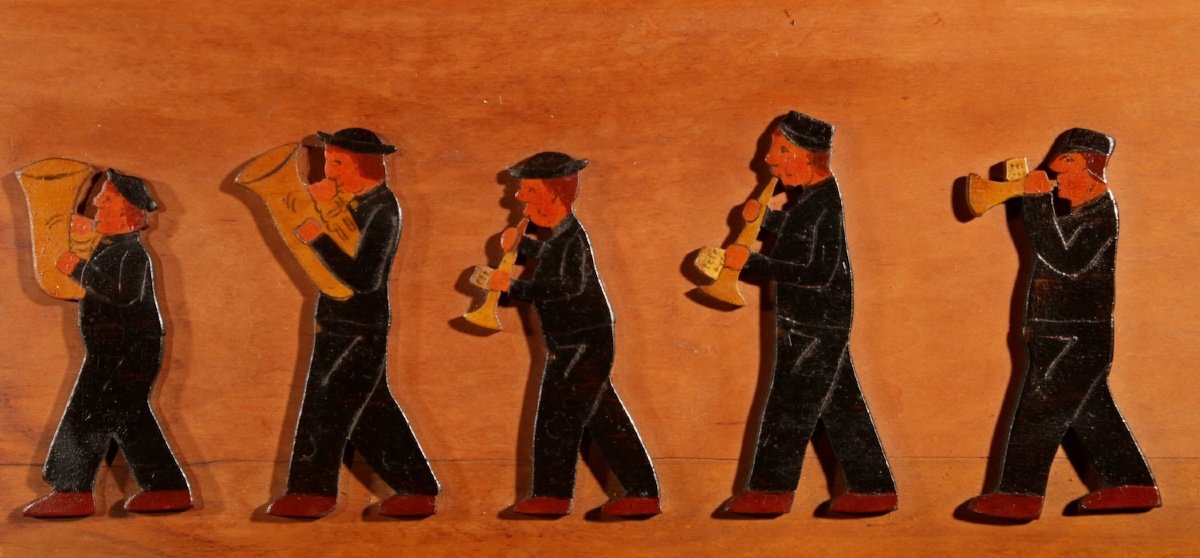  Amusing Dutch Brassband/fanfare Type Of Jigsaw Woodwork Relief Painting.-photo-3