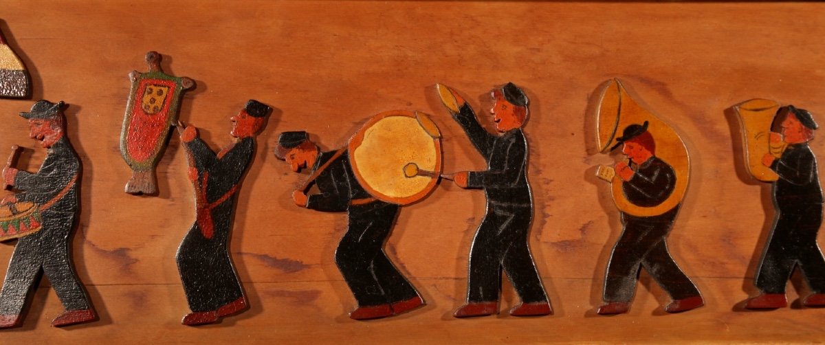  Amusing Dutch Brassband/fanfare Type Of Jigsaw Woodwork Relief Painting.-photo-4