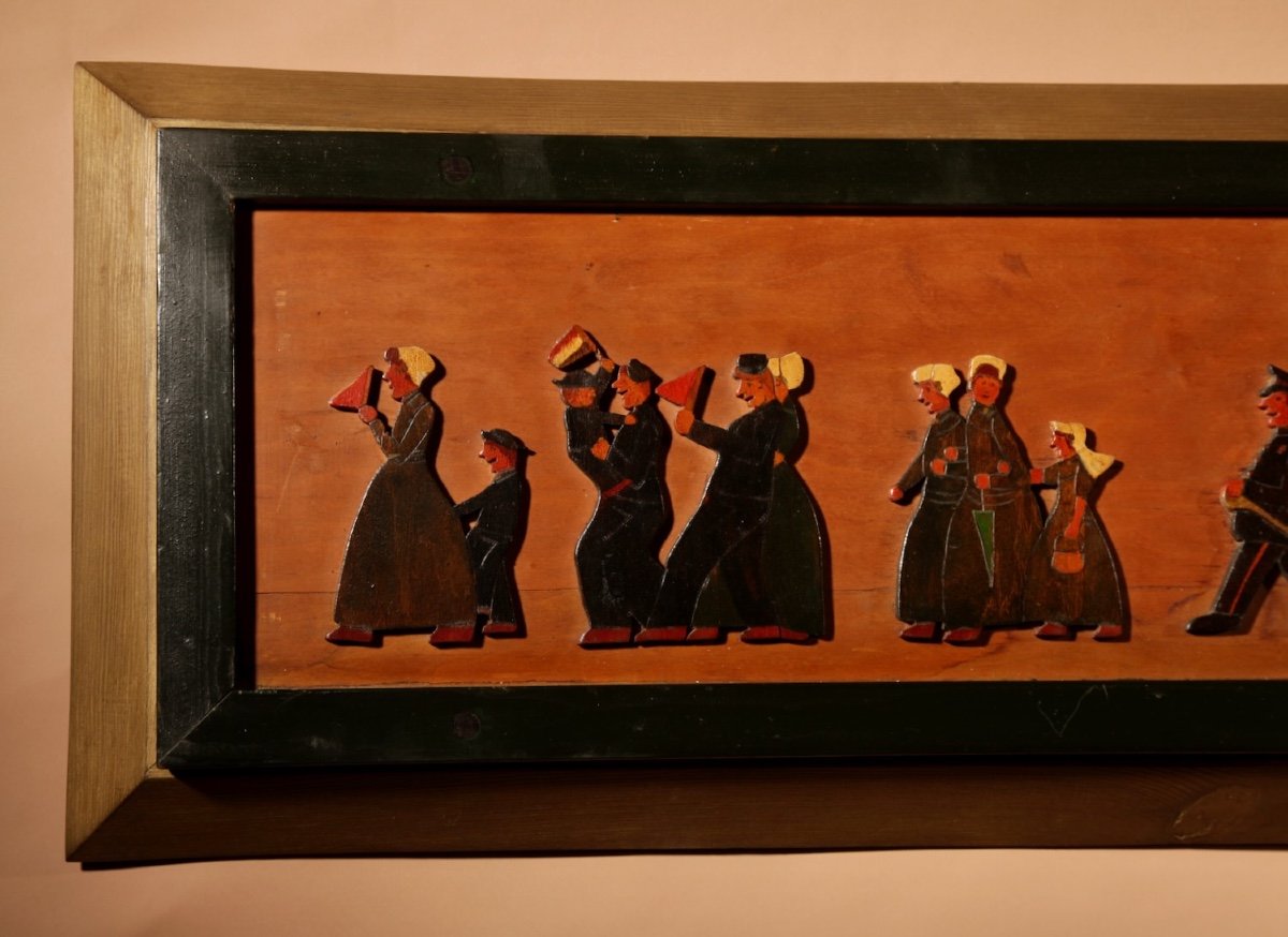  Amusing Dutch Brassband/fanfare Type Of Jigsaw Woodwork Relief Painting.-photo-3