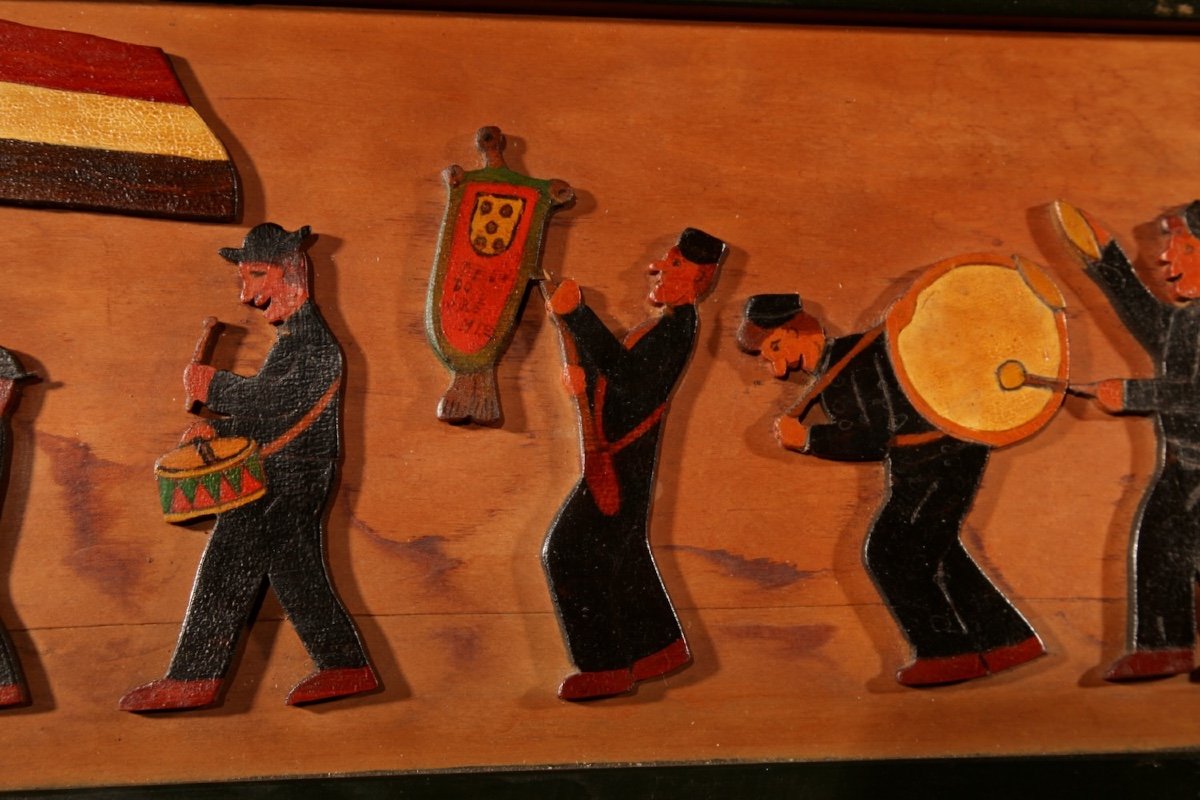  Amusing Dutch Brassband/fanfare Type Of Jigsaw Woodwork Relief Painting.-photo-5